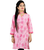 Designer Girls Multiprint Cute Pink Cotton Top