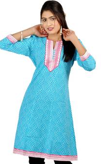 Exclusive Hot Designer Girls Blue Cotton Kurti 