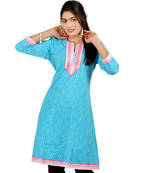 Exclusive Hot Designer Girls Blue Cotton Kurti 