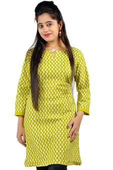 Ethnic Green Printed Light Green Cotton Top