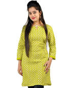 Ethnic Green Printed Light Green Cotton Top