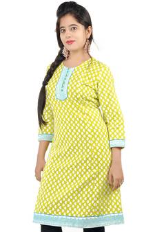 Exclusive Hand Block Print Green Cotton Top