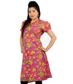 Ethnic Design Printed Magenta Cotton Kurti