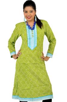 Exclusive Designer Lehriya Ethnic Cotton Kurti