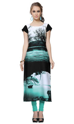 Women's Multicolor Digital Print Crepe Kurti 1