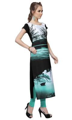 Women's Multicolor Digital Print Crepe Kurti 5