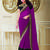 Purple embroidered georgette saree with blouse