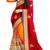 Red embroidered georgette saree with plain Golden blouse