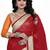 Red embroidered georgette saree with plain Golden blouse
