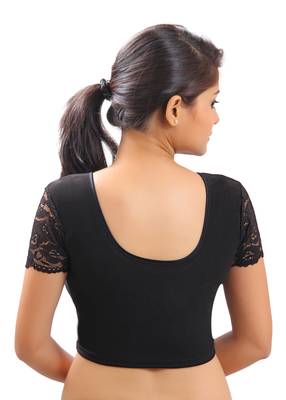 Black Plain Lycra Readymade-Blouse 2