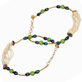 Cool White Green Designer Brass Payal Anklet  1
