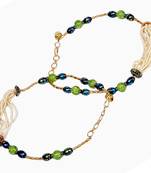 Cool White Green Designer Brass Payal Anklet 