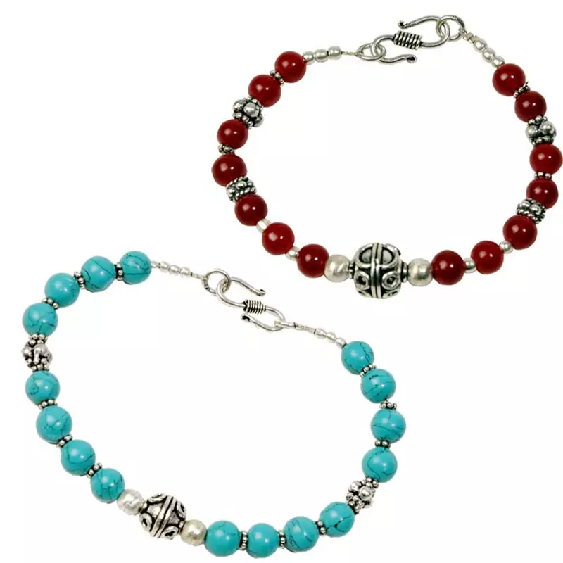 Buy Blue Brass Bracelet N Get Beaded Bracelet Free