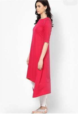 Red plain cotton long-kurtis 2