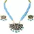 Traditional Sky Blue Design Brass Necklace Set