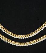 Beautiful golden stone and pearl single line anklets