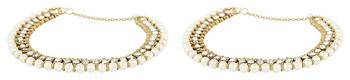 Beautiful white stone and pearl single line anklets 1