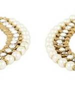 Beautiful white stone and pearl single line anklets