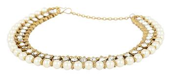 Beautiful white stone and pearl single line anklets 2