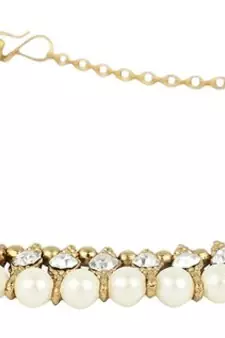 Beautiful white stone and pearl single line anklets