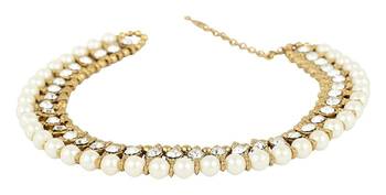 Beautiful white stone and pearl single line anklets 3