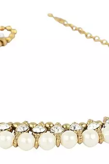 Beautiful white stone and pearl single line anklets