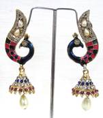 Nice Pink And Blue Peacock jhumka earring