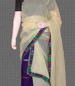Nylon net fabric chadar with self print and Manipuri design mekhela