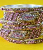 Pink Crystal Studed beautiful Lakh Bangles For Indian Women