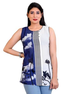 Blue Georgette printed tops 1