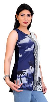 Blue Georgette printed tops 2