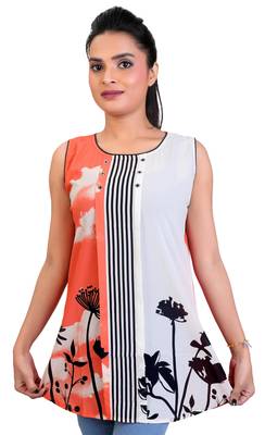 Salmon Georgette printed tops 1