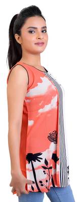 Salmon Georgette printed tops 2