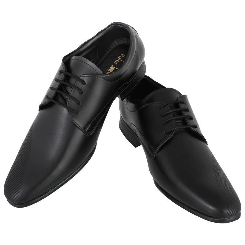 Black Laser Cut Formal Shoes Peter John Leather's 1677075