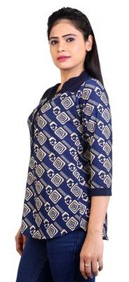 Navyblue stretchable lycra fabric printed  top 2