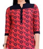 Red stretchable lycra fabric printed  top