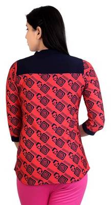 Red stretchable lycra fabric printed  top 3