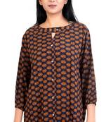 Brown rayon fabric  printed top