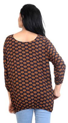 Brown rayon fabric  printed top 3