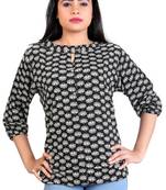 Black rayon fabric  printed top