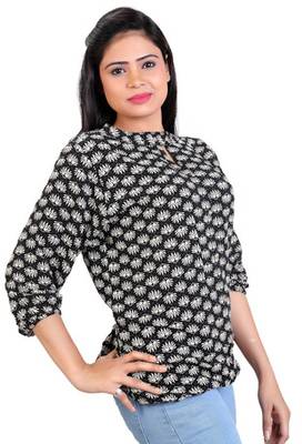 Black rayon fabric  printed top 2