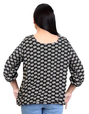 Black rayon fabric  printed top 3