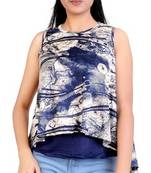 Navyblue stretchable lycra fabric printed  top