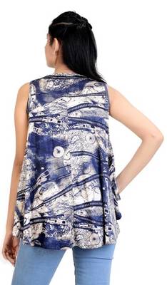 Navyblue stretchable lycra fabric printed  top 3