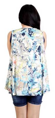 Lightblue stretchable lycra fabric printed  top 3