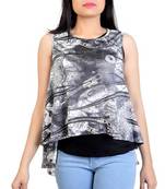 Grey stretchable lycra fabric printed  top