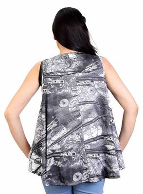 Grey stretchable lycra fabric printed  top 3