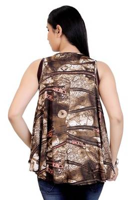 Brown stretchable lycra fabric printed  top 3