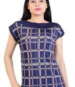 Blue stretchable lycra fabric printed top