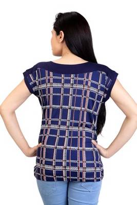 Blue stretchable lycra fabric printed top 3